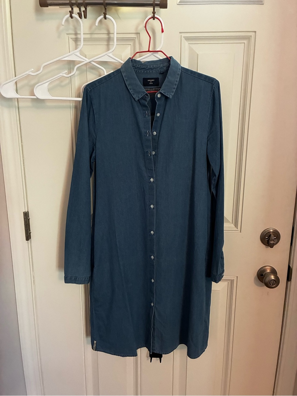 Superdry Long-Sleeve Denim Shirt Dress in Blue